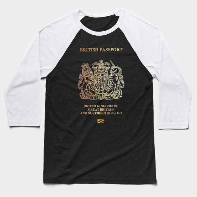 UK Passport - Vintage Style Design (New Version) Baseball T-Shirt by DankFutura